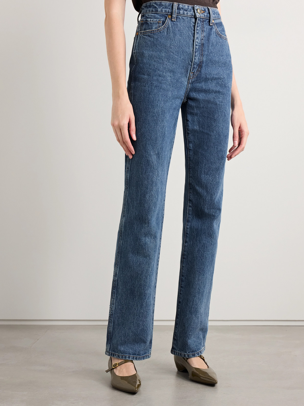 Khaite Danielle High Rise Straight Jeans In Blue