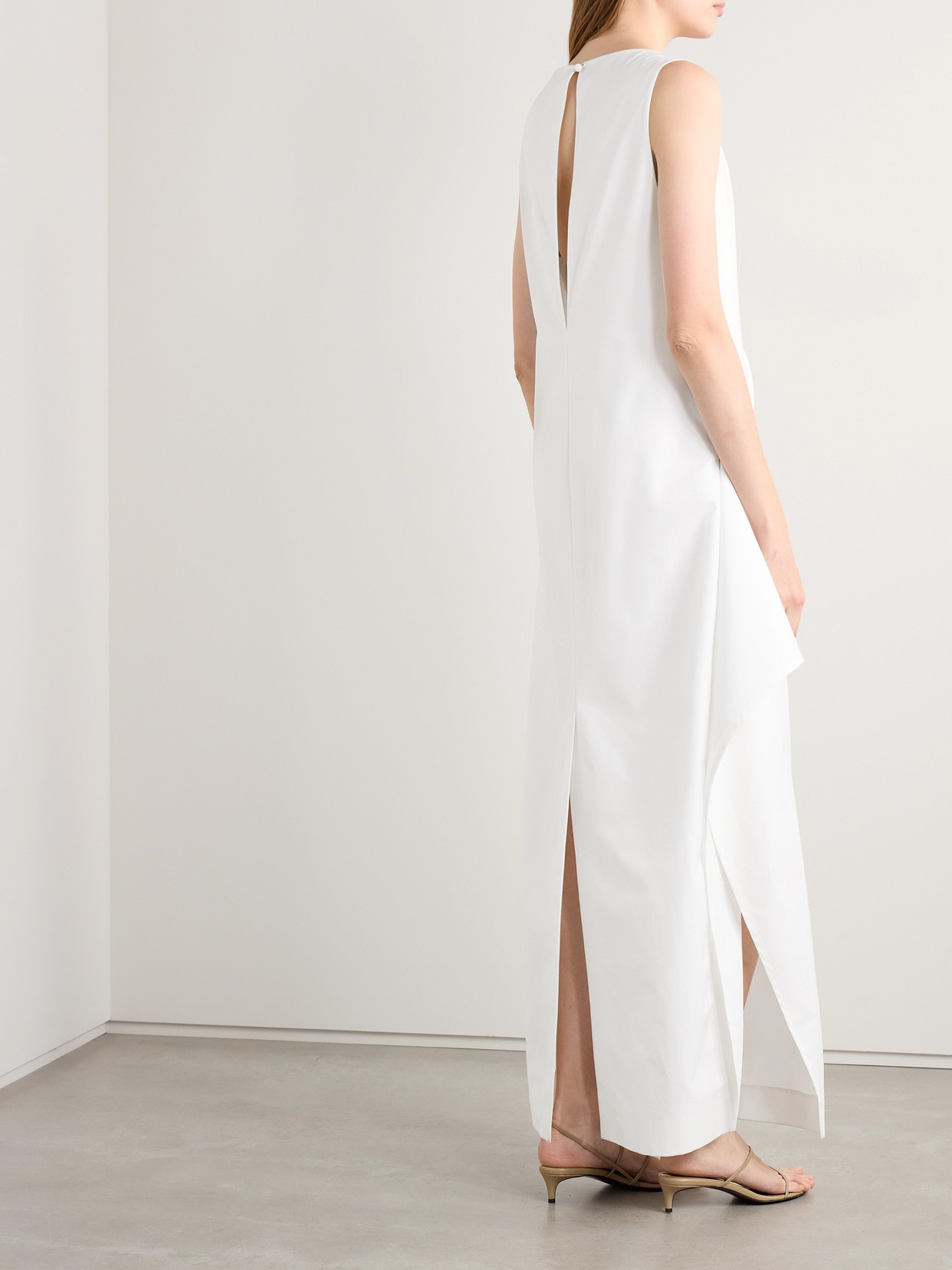 Khaite Kenith Draped Cotton-poplin Gown In White