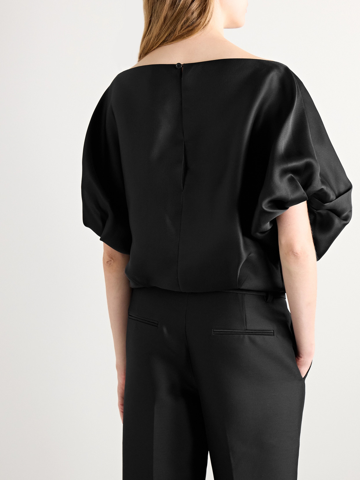 KHAITE NILES CROPPED SILK-FAILLE TOP