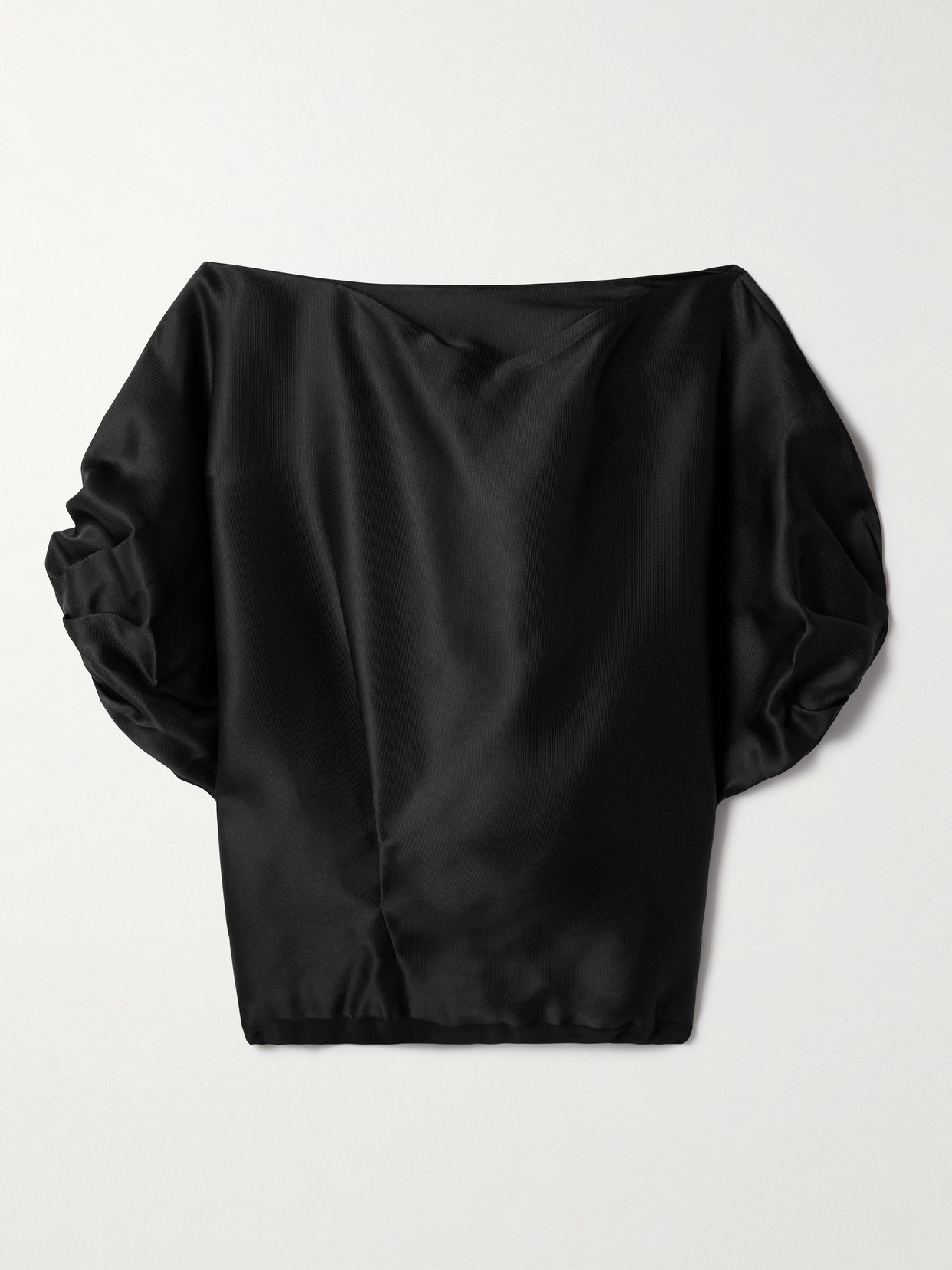 KHAITE - Niles Cropped Silk-faille Top - Black
