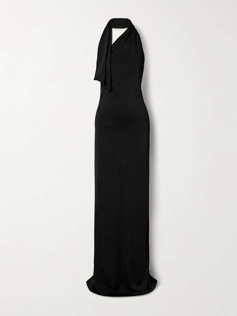 Khaite Roza Draped Jersey Halterneck Maxi Dress