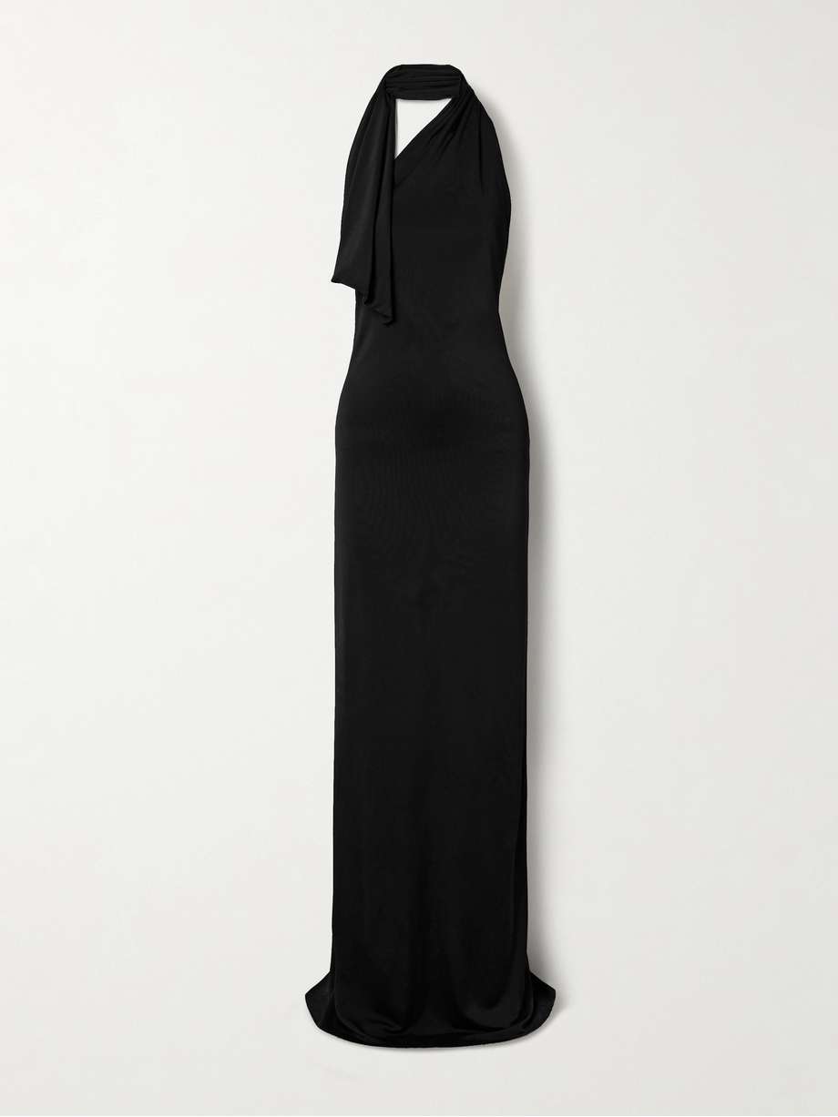 roza draped jersey halterneck maxi dress