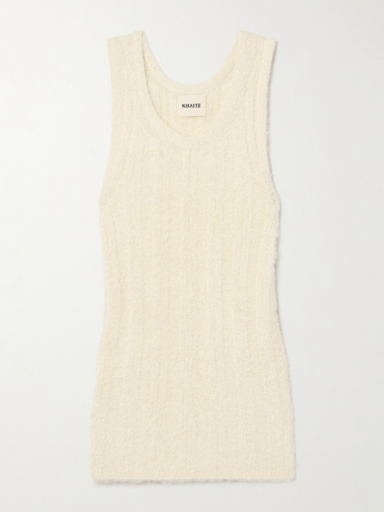 Khaite Lena Ribbed Brushed Silk And Cashmere-blend Tank In Cream