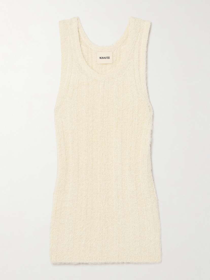 Khaite Lena Ribbed Brushed Silk And Cashmere-blend Tank