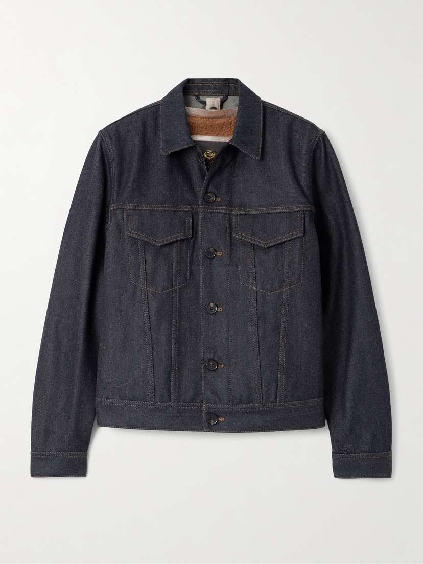 Loro Piana Kea Shearling-trimmed Cotton And Cashmere-blend Denim Jacket