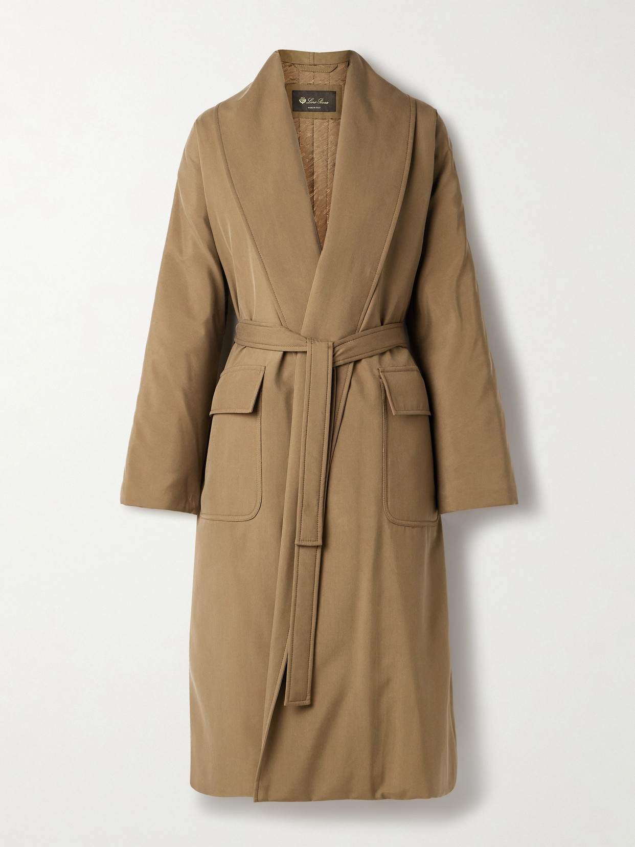 Loro Piana Dwight Belted Silk Coat In Brown