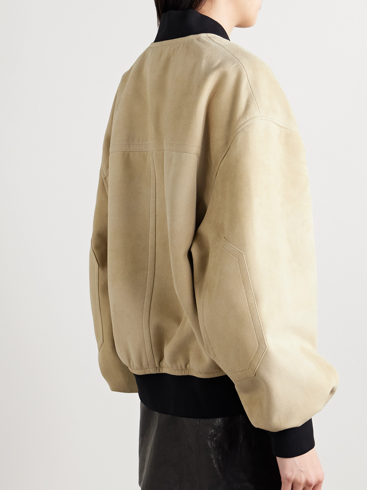 Khaite Spence Suede Bomber Jacket In Neutrals