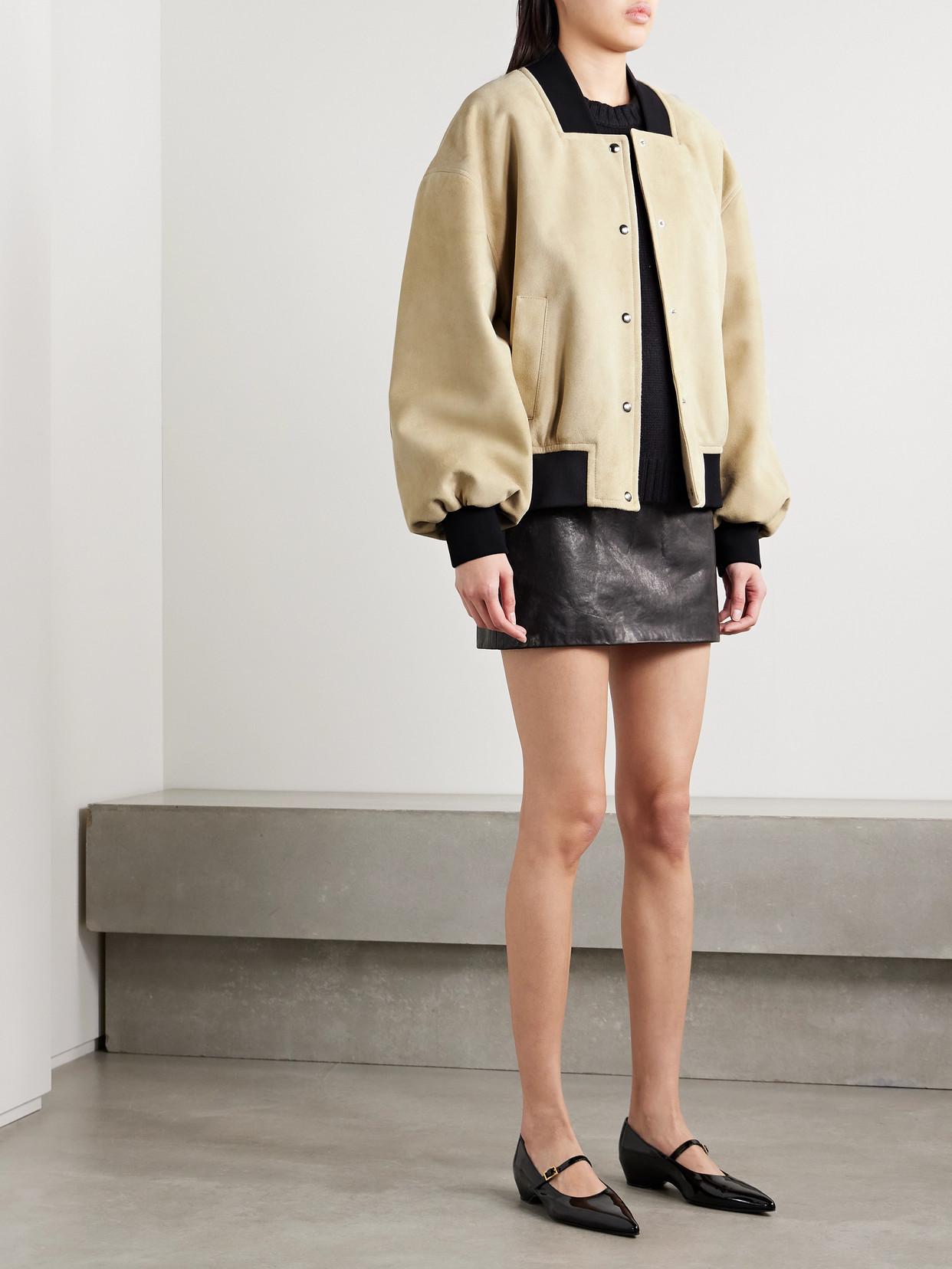Khaite Spence Suede Bomber Jacket In Neutrals