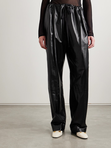 KHAITE Trenton pleated leather pants