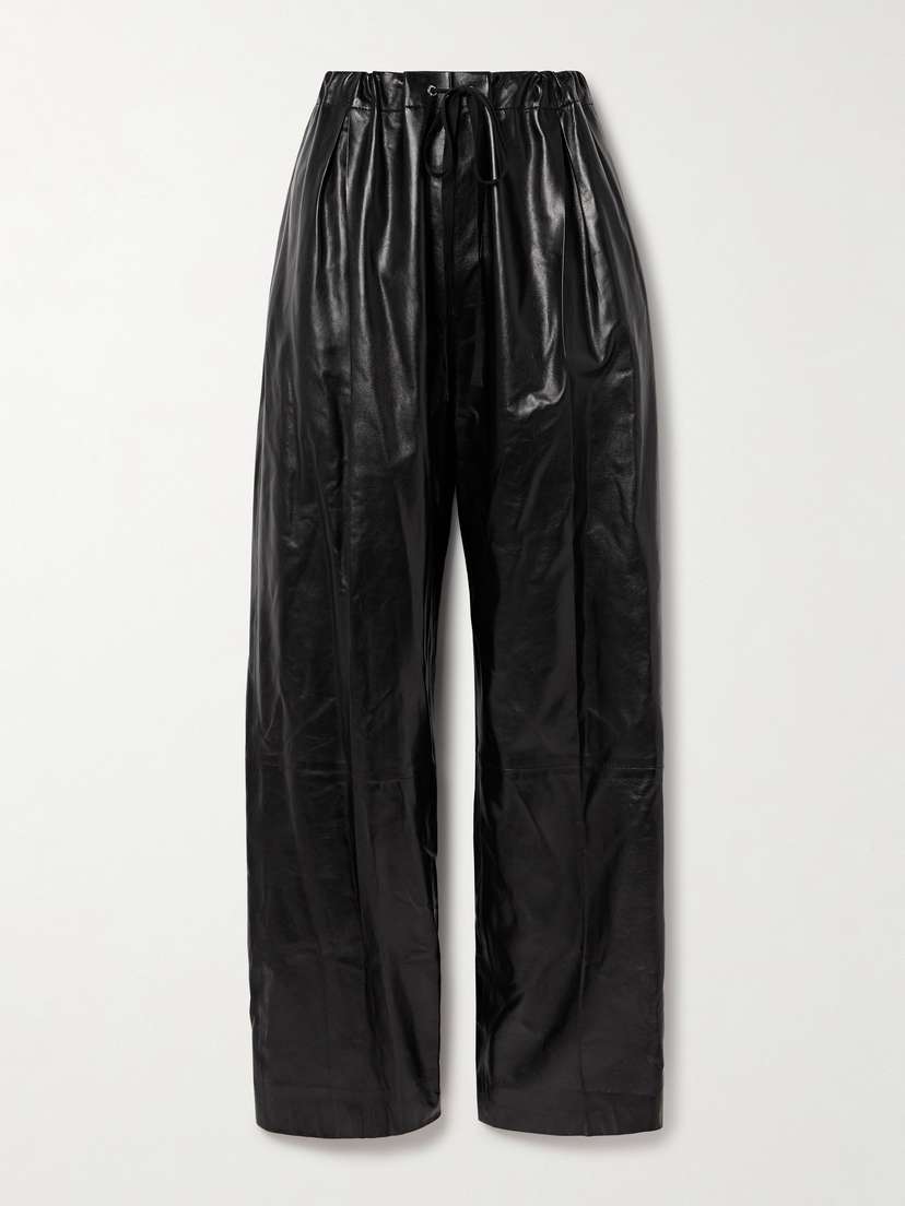 Khaite Trenton Pleated Leather Pants