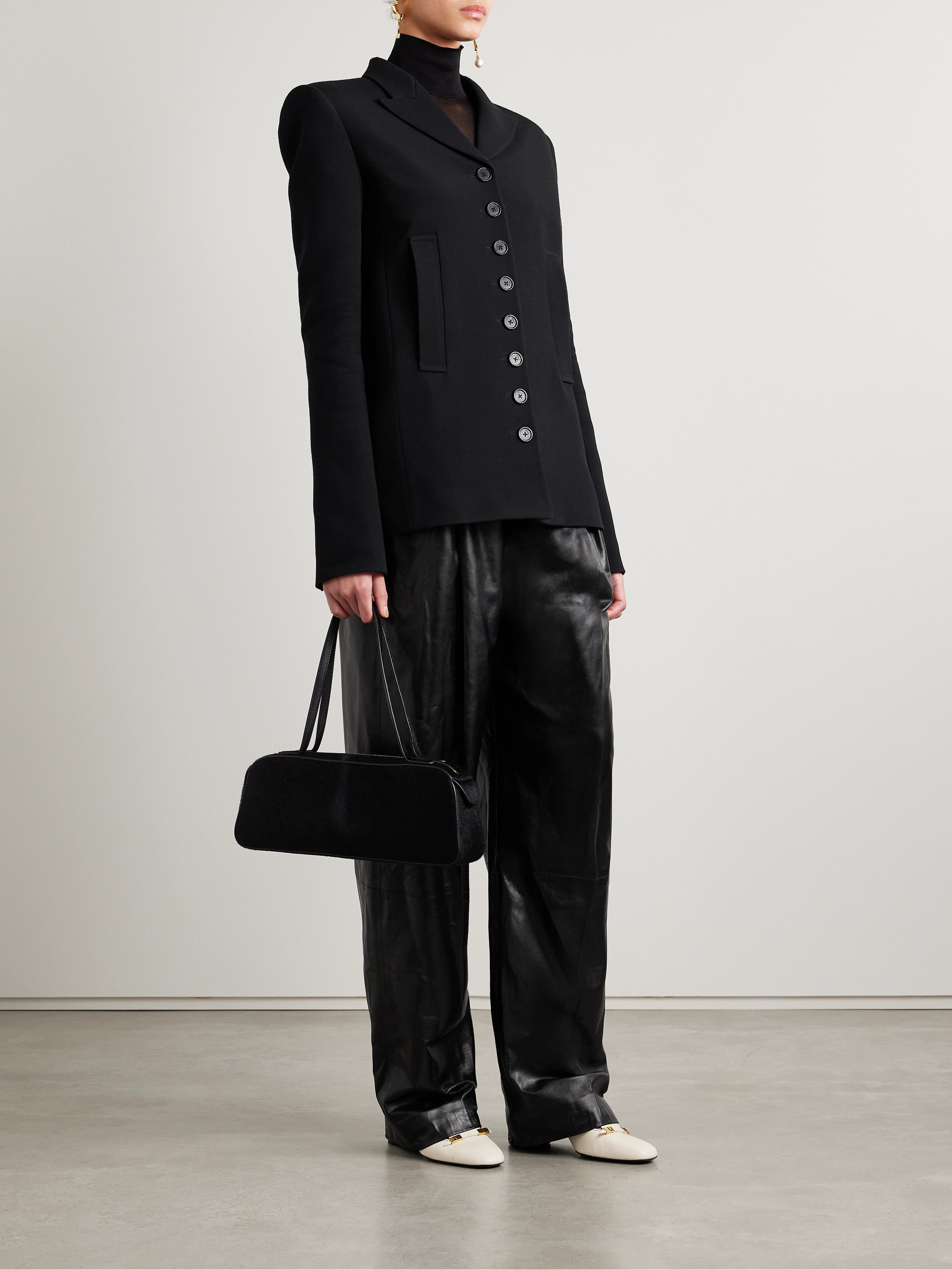 KHAITE Trenton pleated leather pants thumbnail