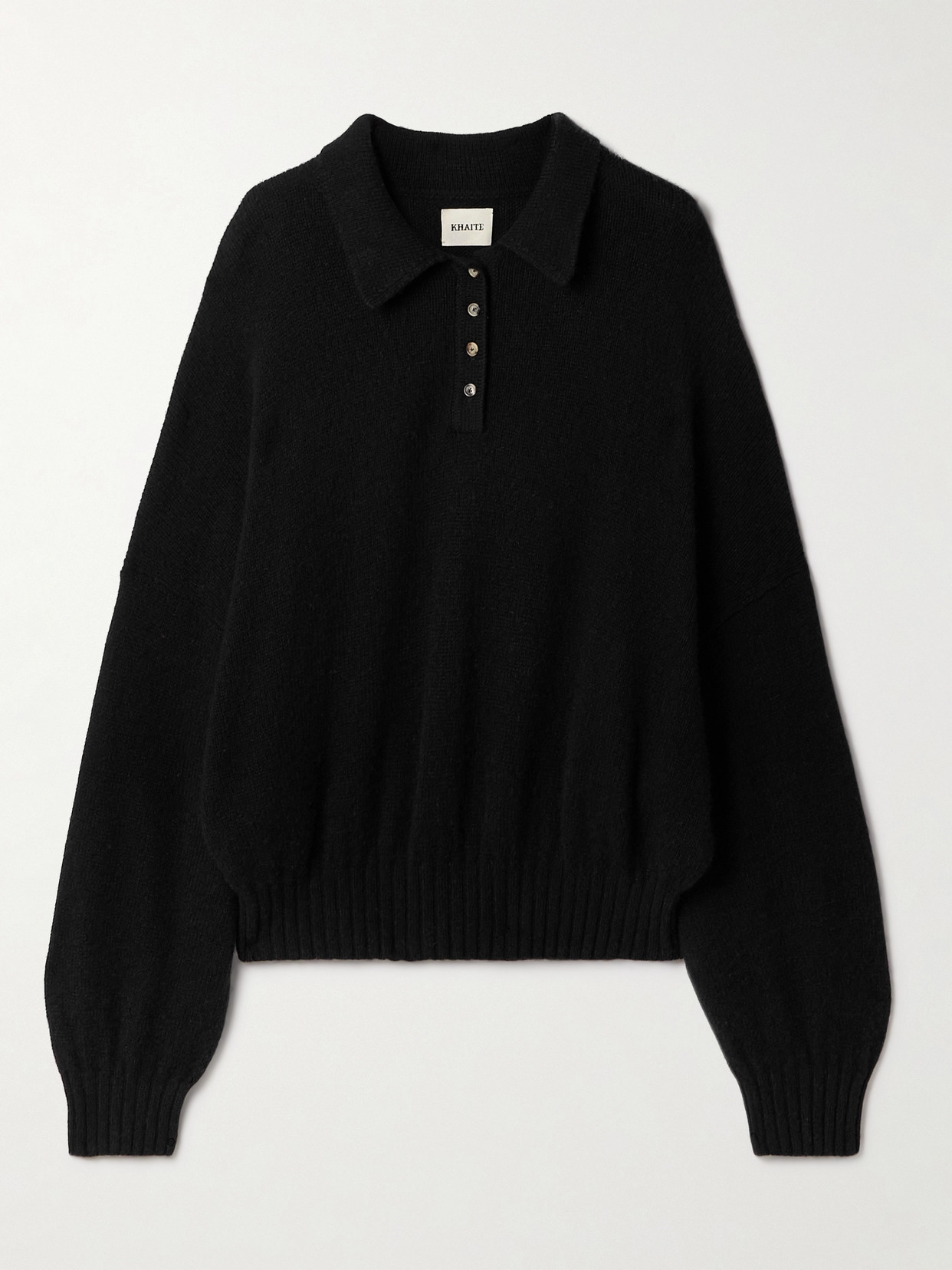 KHAITE - Rene Oversized Cashmere Polo Sweater - Black