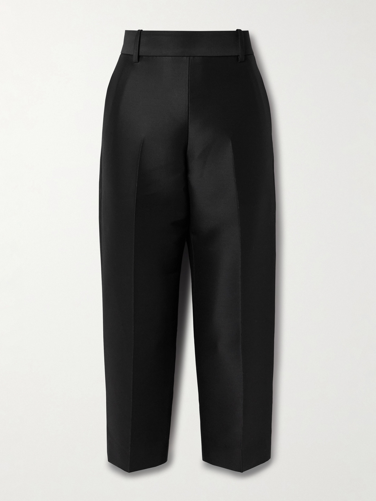 Khaite Cam Cropped Wool And Silk-blend Faille Straight-leg Pants In Black