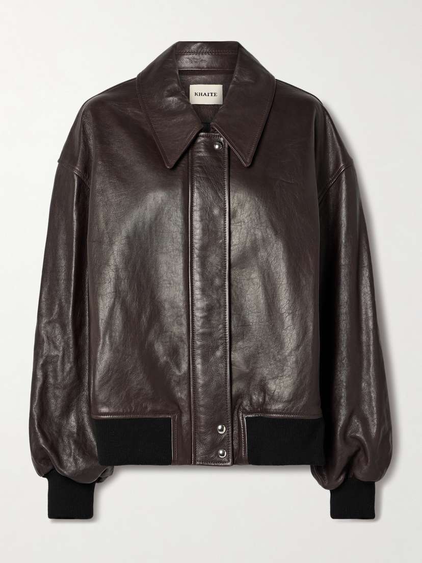 Khaite Shelman Leather Bomber Jacket