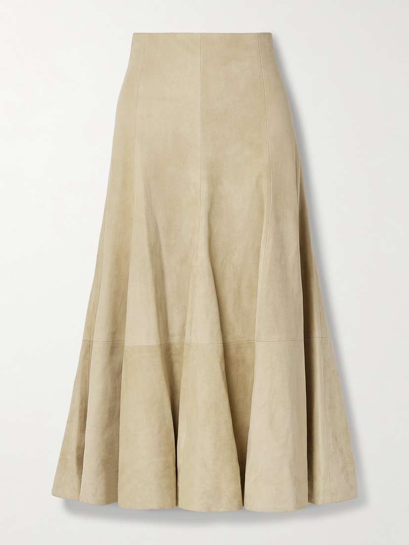 Khaite Lenno Suede Midi Skirt