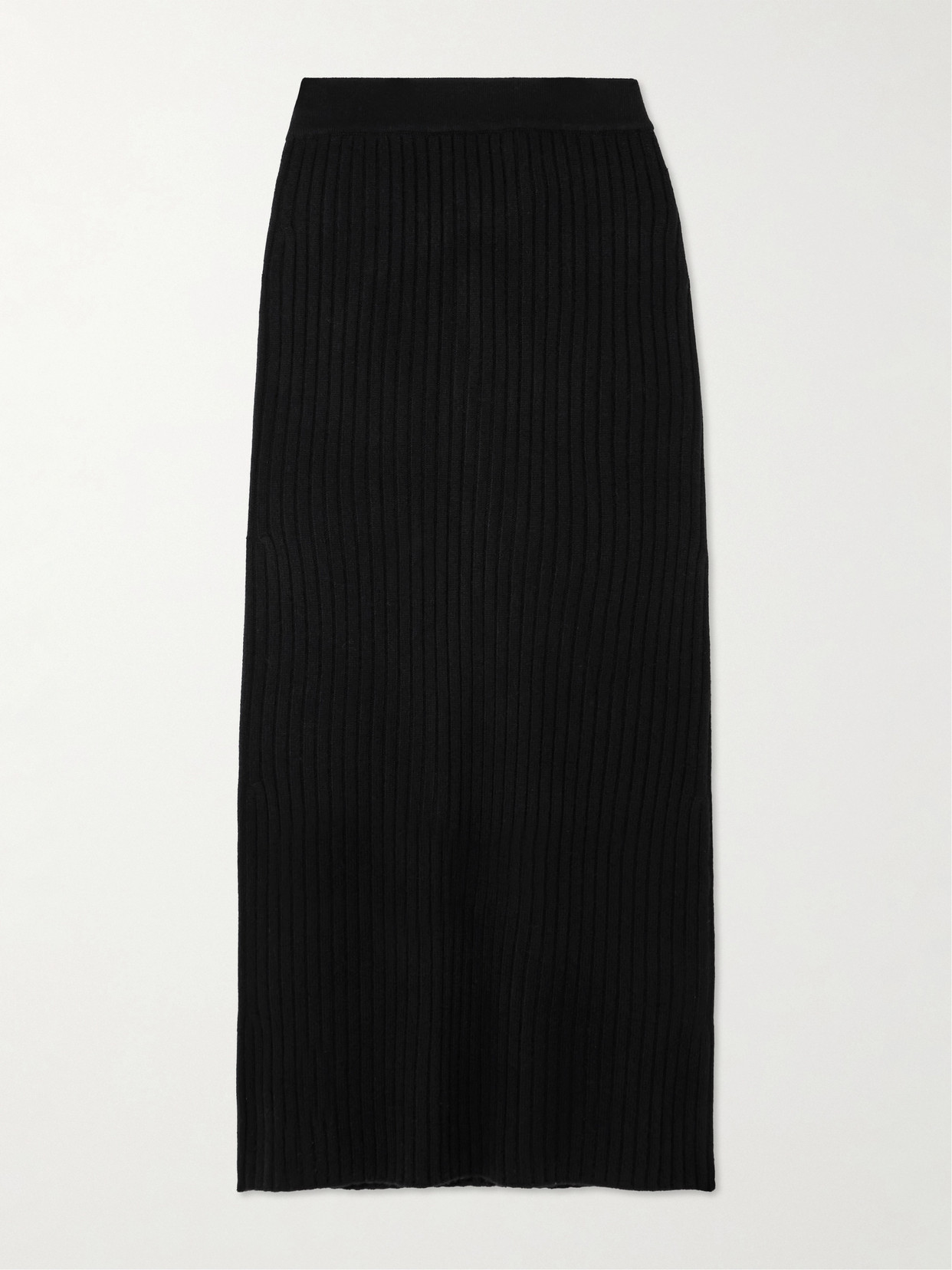Arch4 Lisa Ribbed Cashmere Maxi Skirt In Black