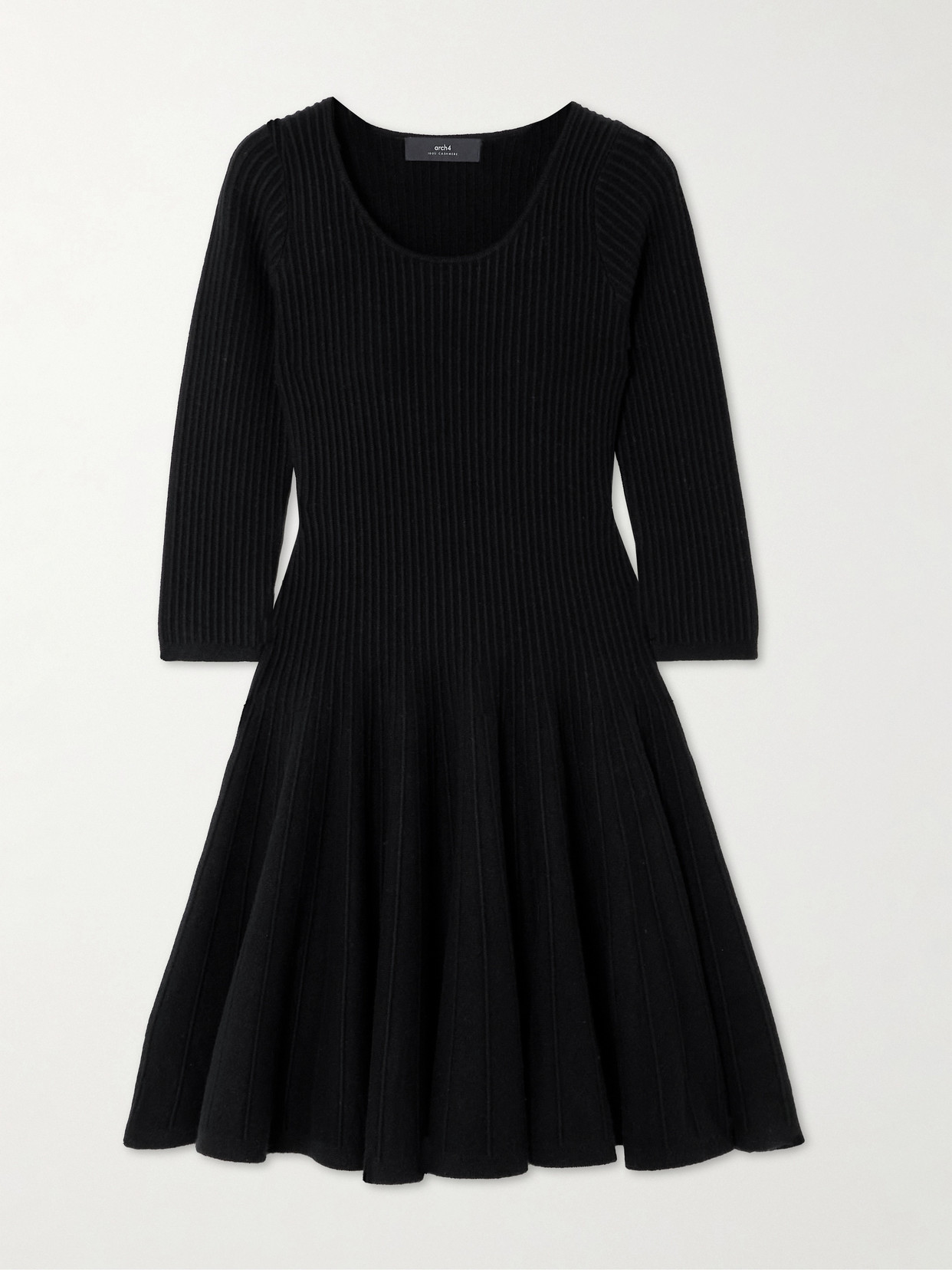 Arch4 Bronte Ribbed Cashmere Dress In Black