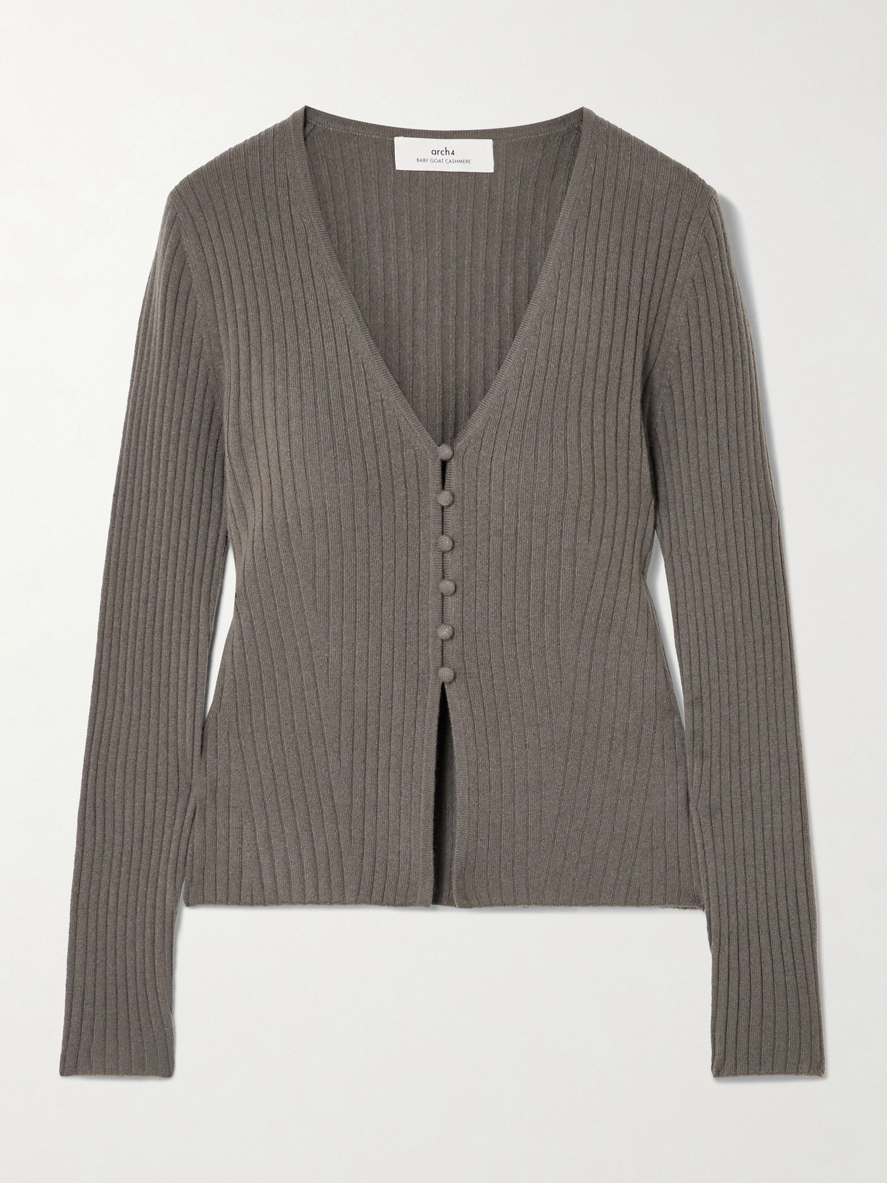 Arch4 New Cami Ribbed Cashmere Cardigan In Green