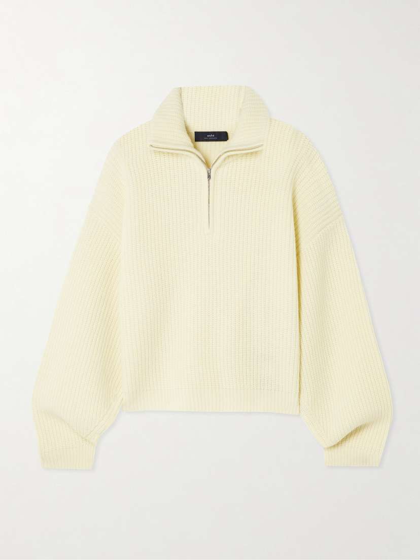 Arch4 Marigold Ribbed Cashmere Half-zip Sweater