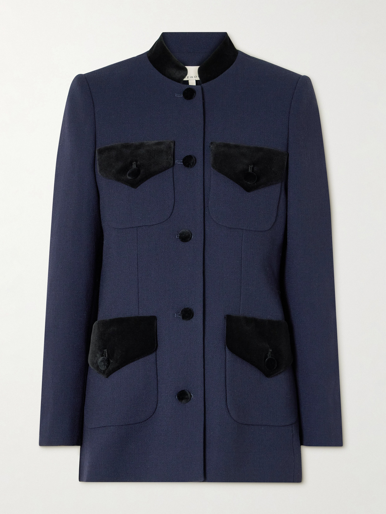 Liberowe + The Vanguard Raja Velvet-trimmed Wool Jacket In Blue
