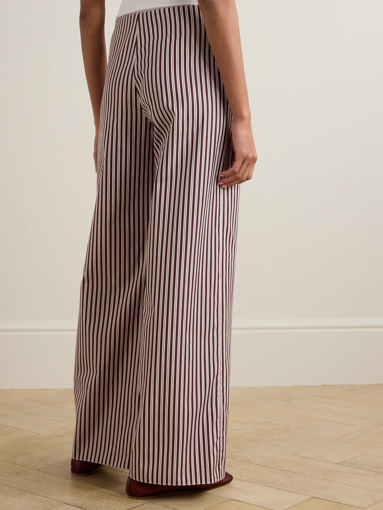 Liberowe Striped Cotton-poplin Wide-leg Pants In Purple