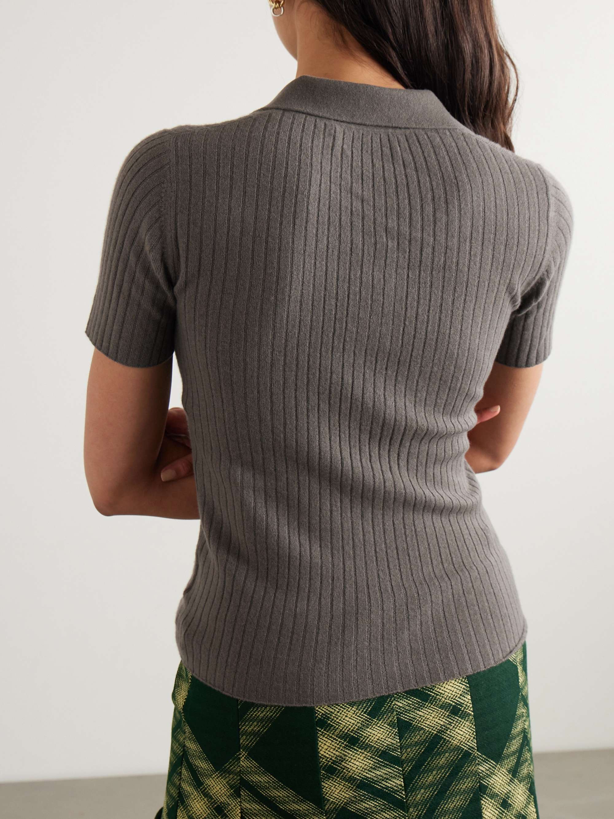 ARCH4 Daffodil ribbed silk and cashmere-blend polo shirt