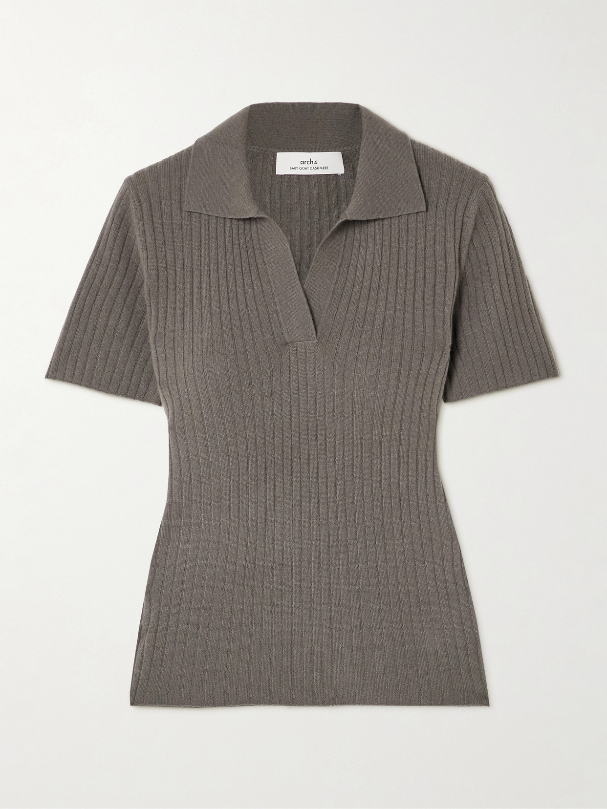 Arch4 Jennifer Ribbed Cashmere Polo Shirt In Green