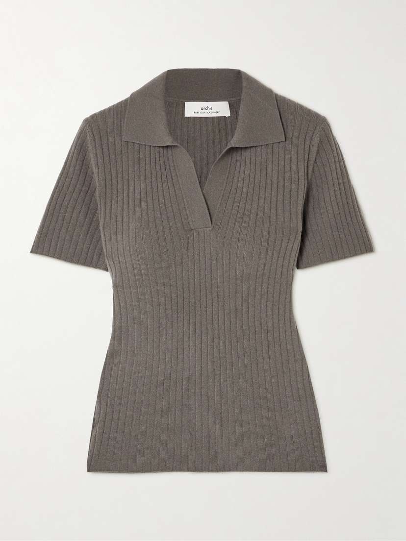 Arch4 Jennifer Ribbed Cashmere Polo Shirt