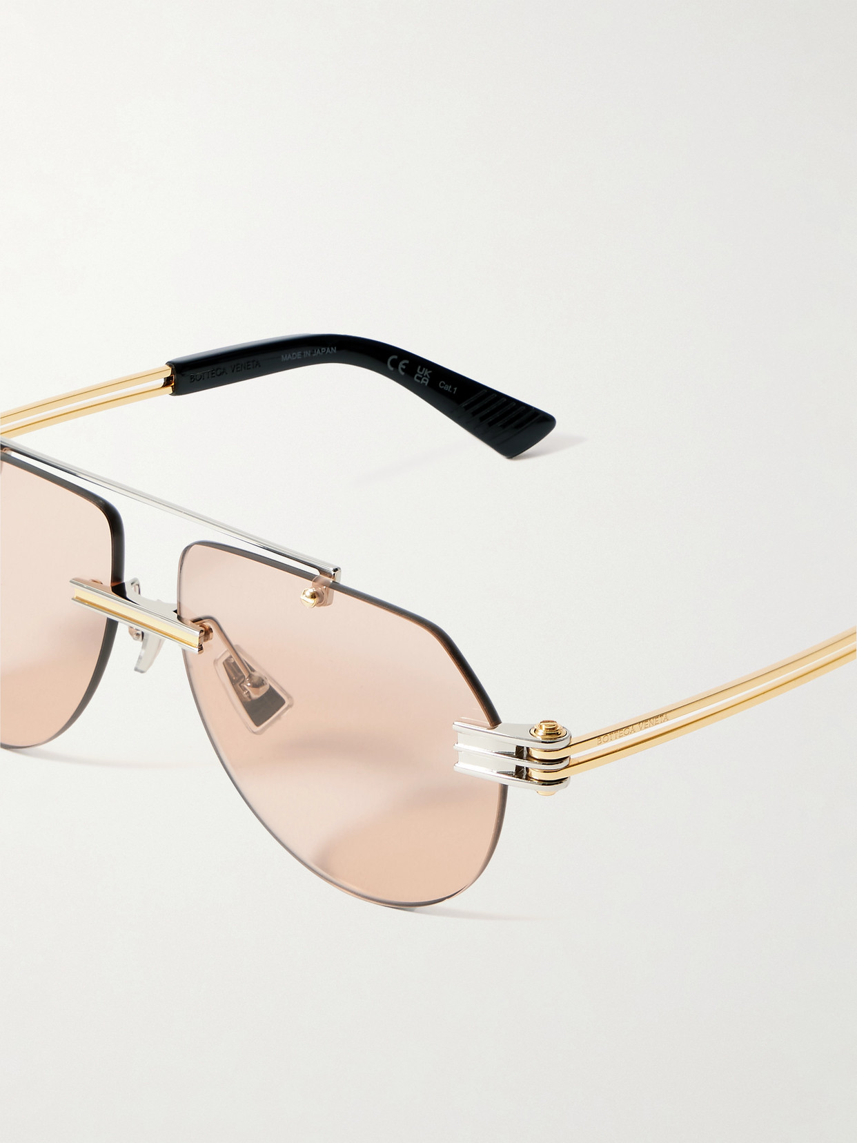 Bottega Veneta Aviator-style Gold And Silver-tone Sunglasses In Silver