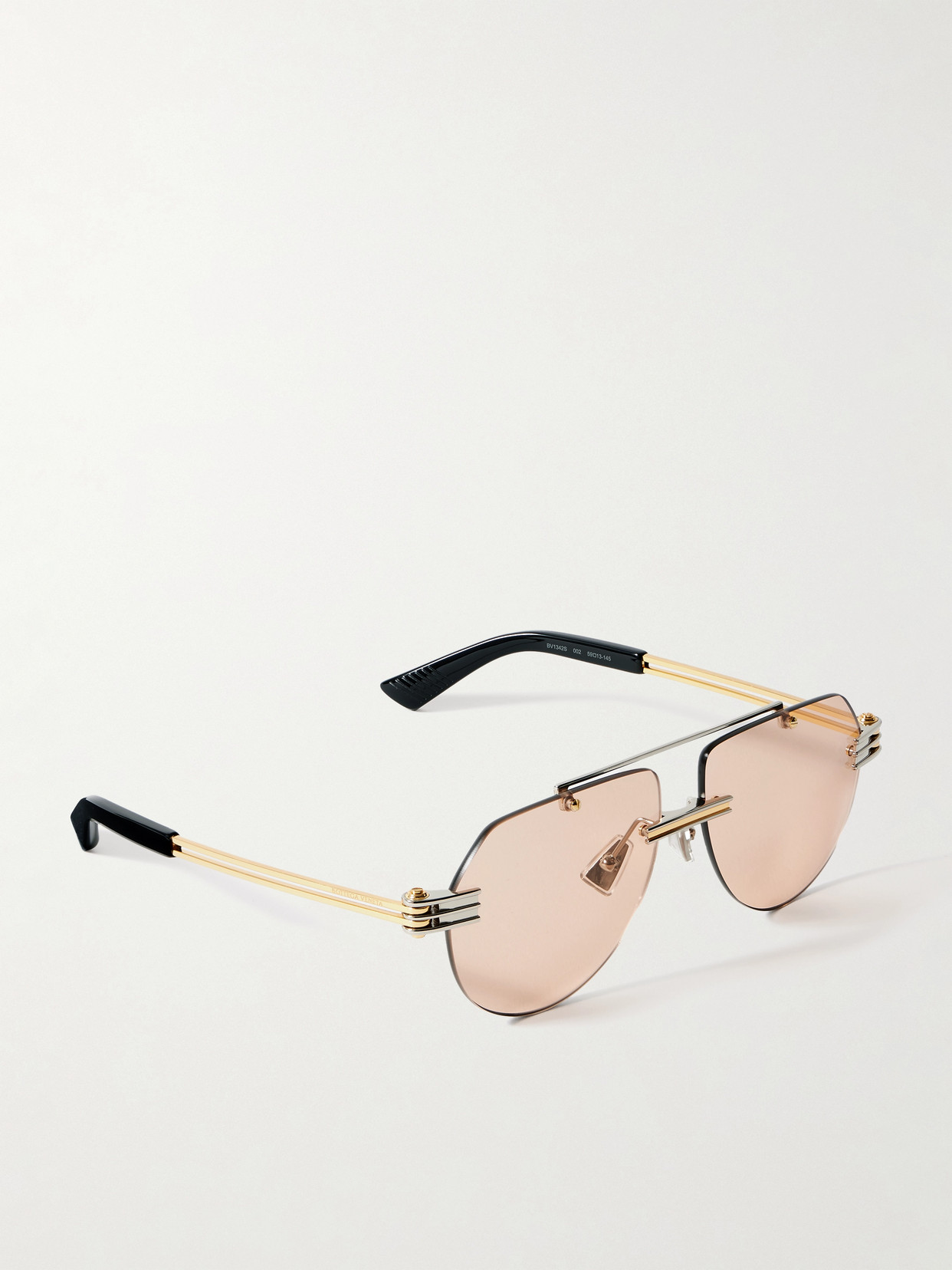 Bottega Veneta Aviator-style Gold And Silver-tone Sunglasses In Silver