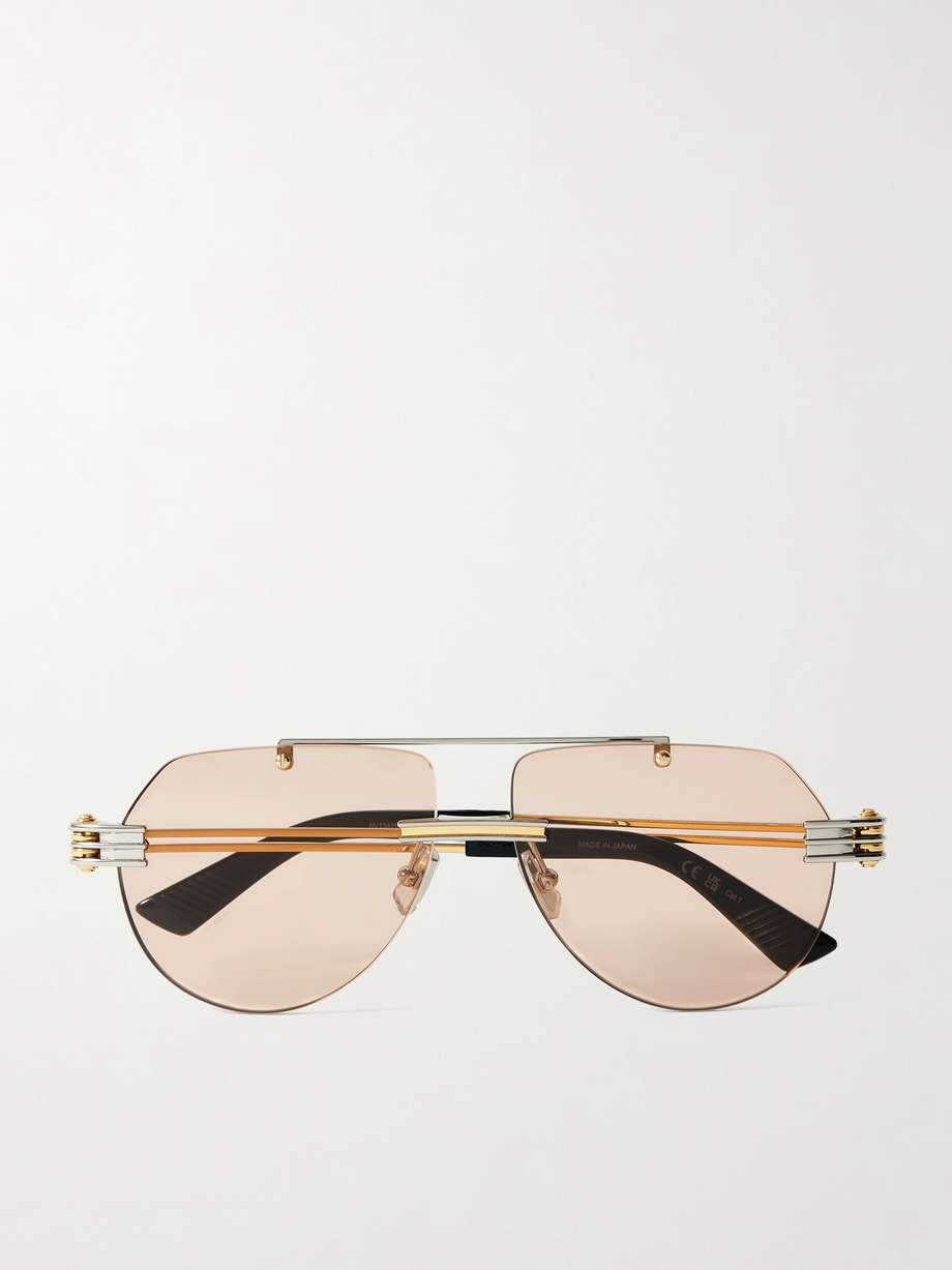 银色 金银双色金属飞行员太阳镜 | BOTTEGA VENETA EYEWEAR