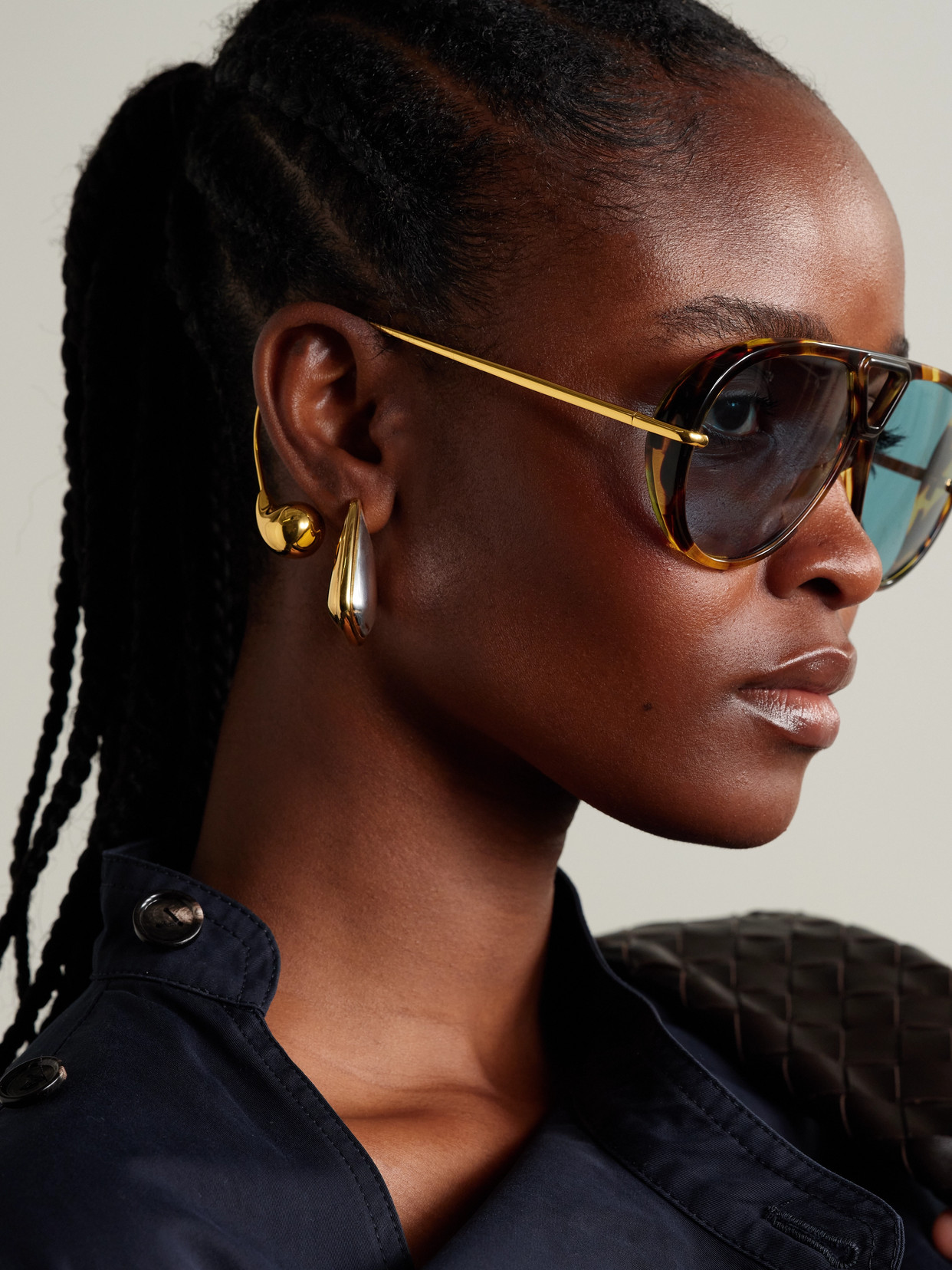 Bottega Veneta Embellished Aviator-style Tortoiseshell Recycled-acetate And Gold-tone Sunglasses In Tortoiseshell
