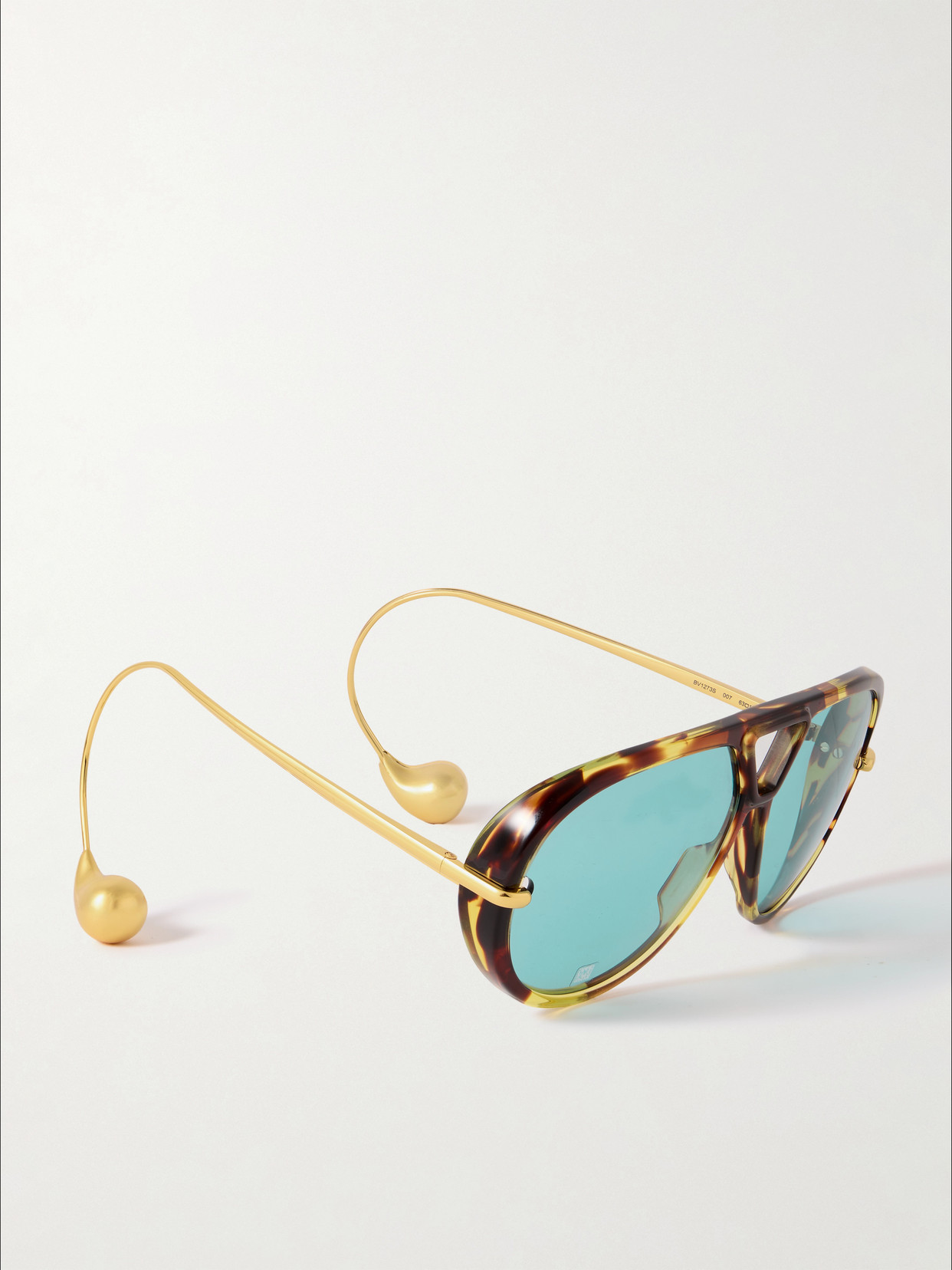 Bottega Veneta Embellished Aviator-style Tortoiseshell Recycled-acetate And Gold-tone Sunglasses In Tortoiseshell
