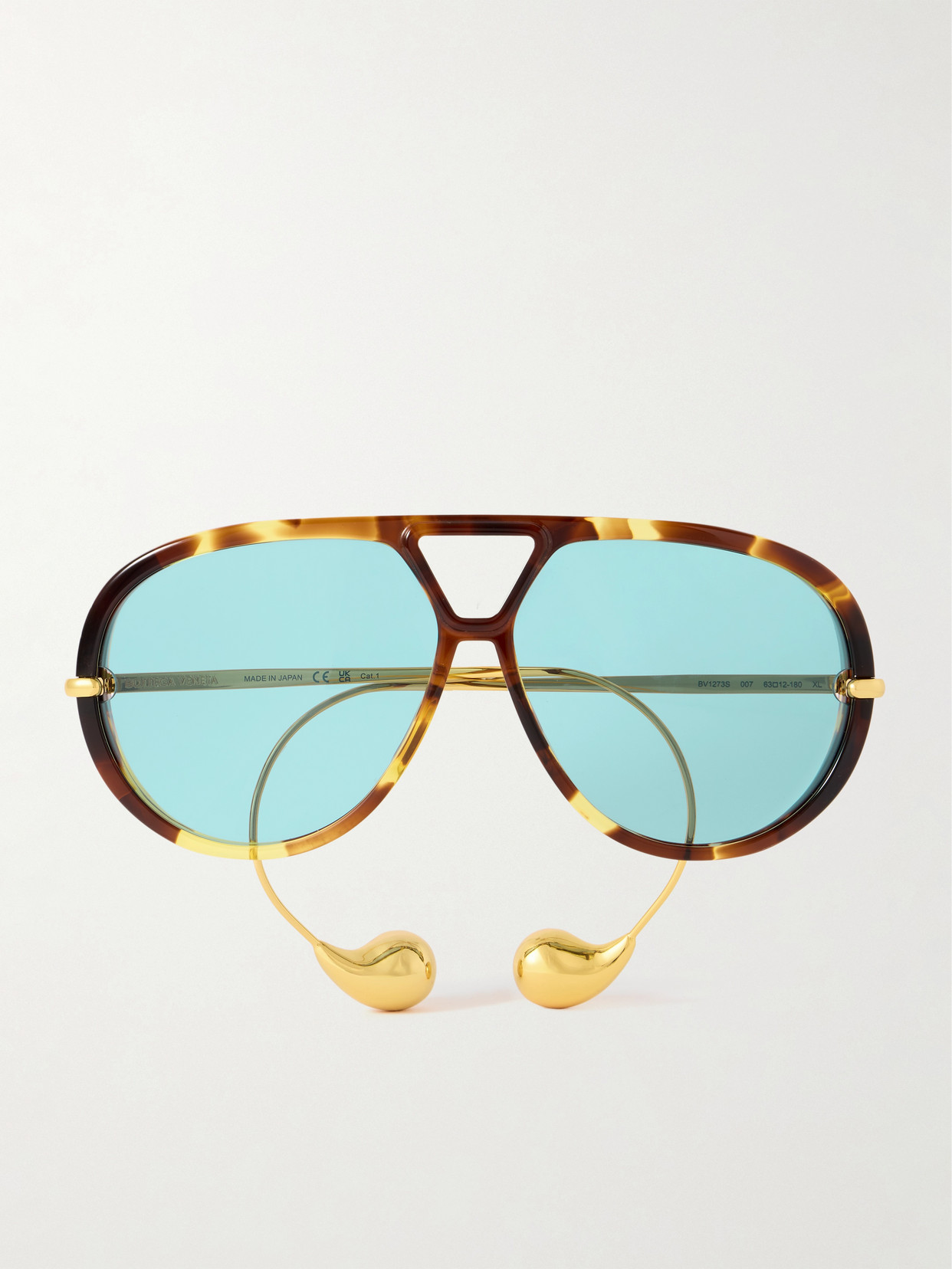 Bottega Veneta Embellished Aviator-style Tortoiseshell Recycled-acetate And Gold-tone Sunglasses In Tortoiseshell