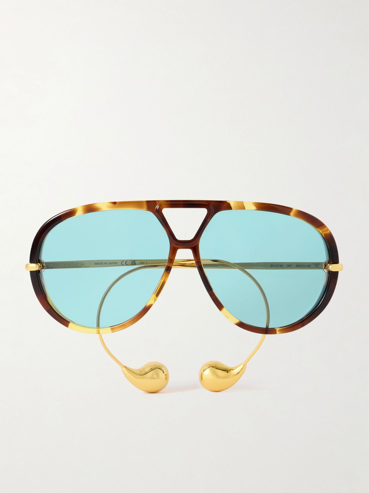 Embellished aviator-style tortoiseshell recycled-acetate and gold-tone sunglasses