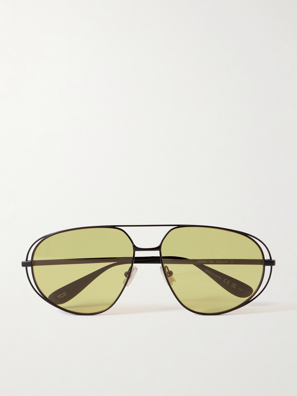 Bottega Veneta Aviator-style Gunmetal-tone Sunglasses In Green