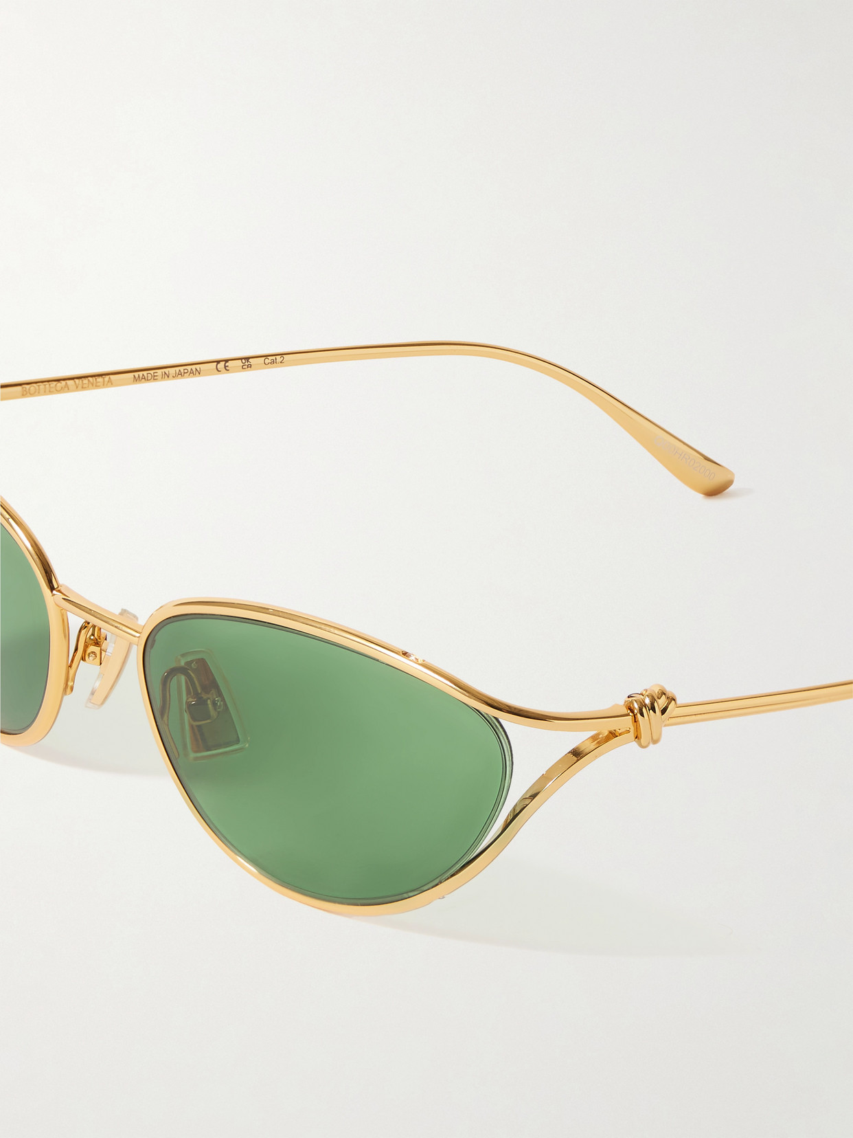 Bottega Veneta Bv1330s Knot Cat Eye Metal Sunglasses In Gold