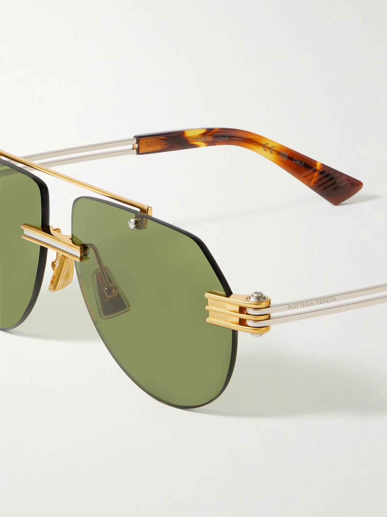 Shop Bottega Veneta Aviator-style Gold And Silver-tone Sunglasses