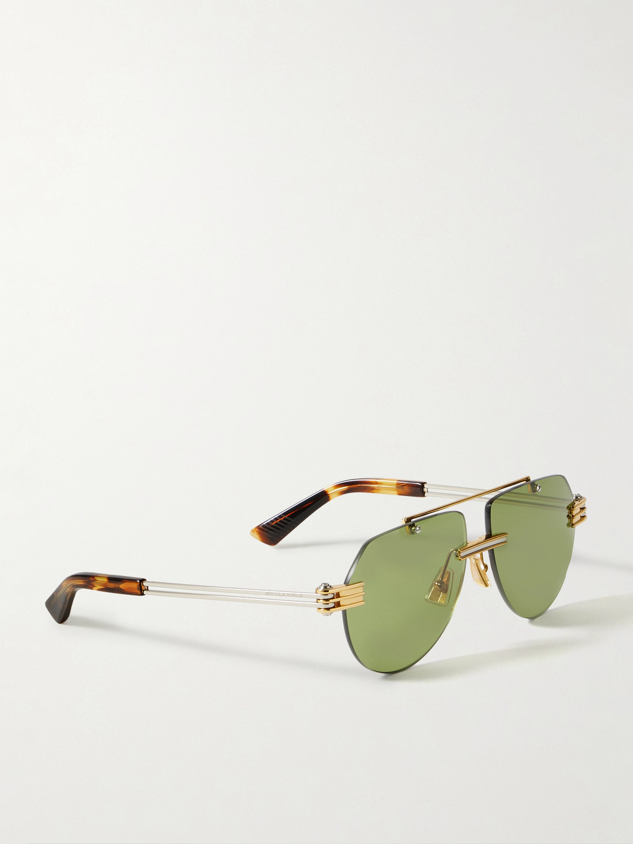 Shop Bottega Veneta Aviator-style Gold And Silver-tone Sunglasses