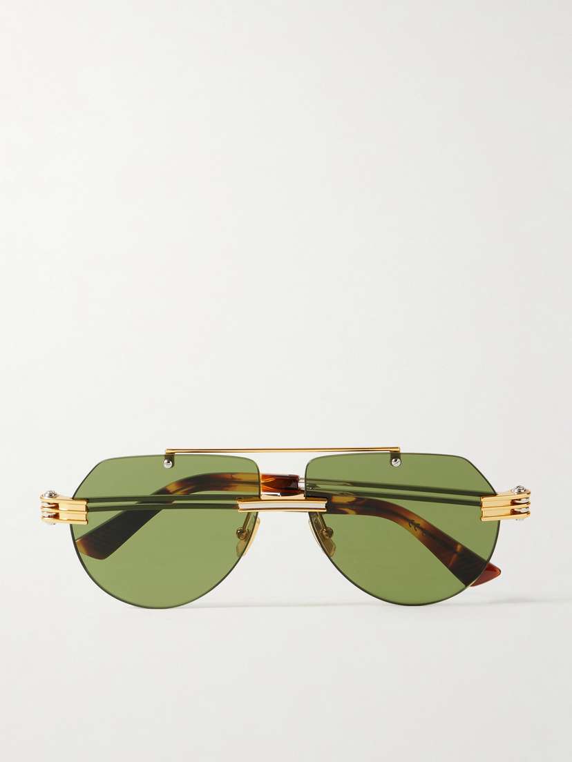 Bottega Veneta Eyewear Aviator-style Gold And Silver-tone Sunglasses