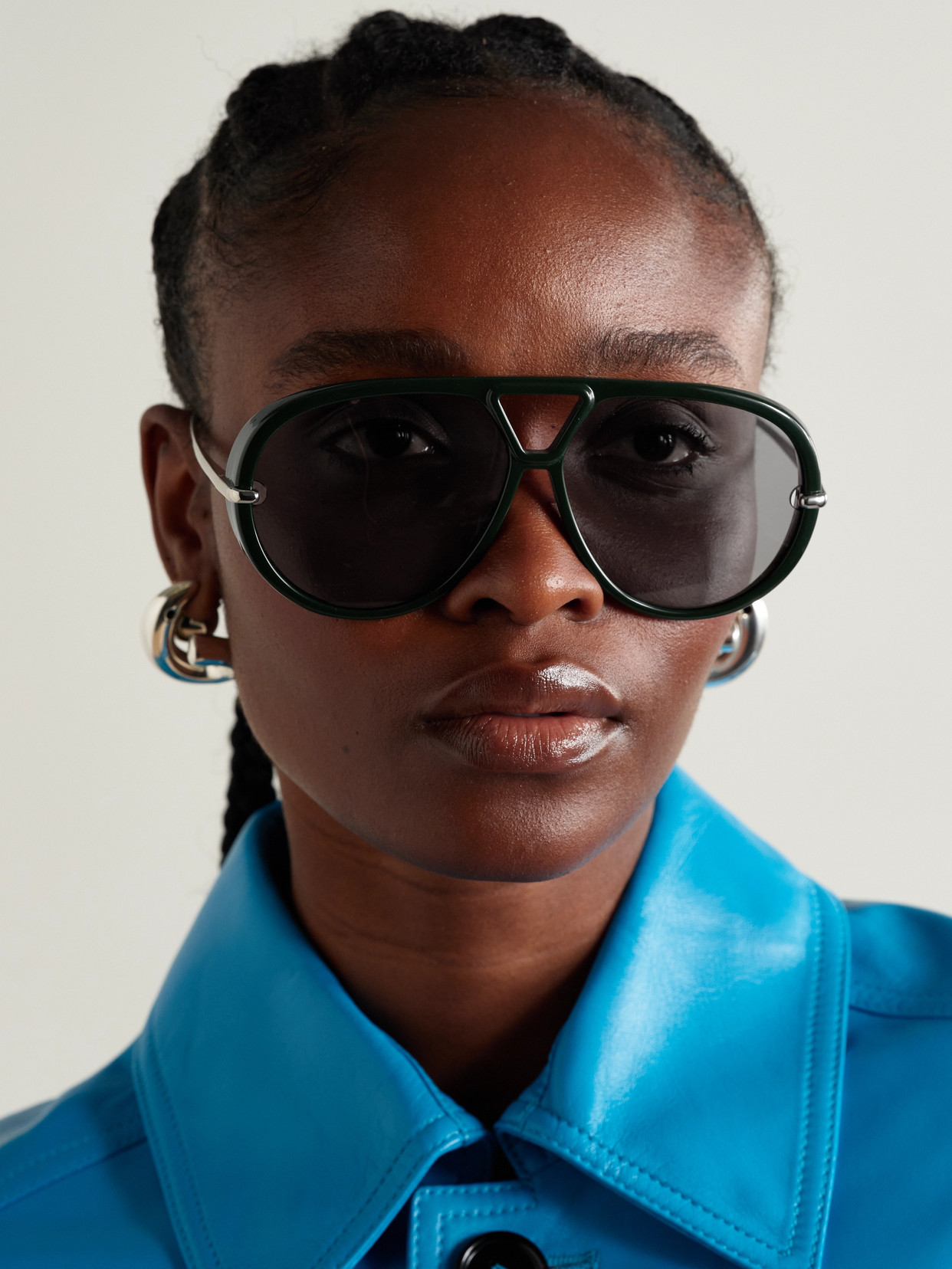 Bottega Veneta Embellished Aviator-style Recycled-acetate And Silver-tone Sunglasses In Green