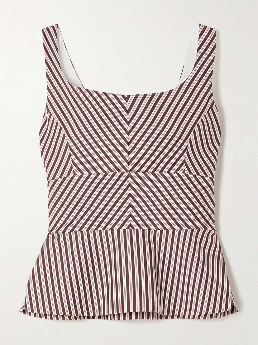 LIBEROWE + The Vanguard Striped Cotton-poplin Peplum Top