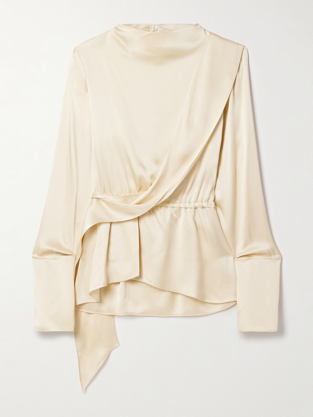 Liberowe + Vanguard Terry Draped Satin Blouse In Yellow