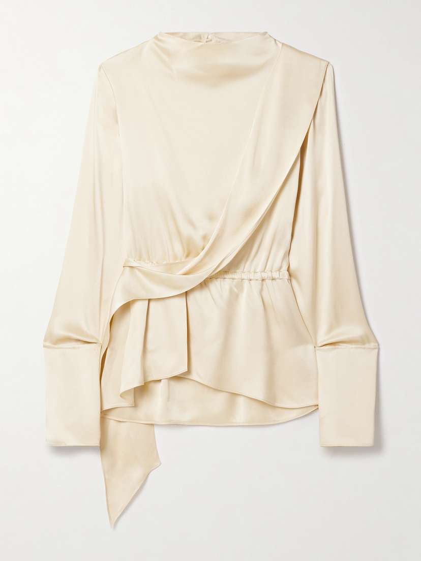 LIBEROWE + Vanguard Terry Draped Satin Blouse