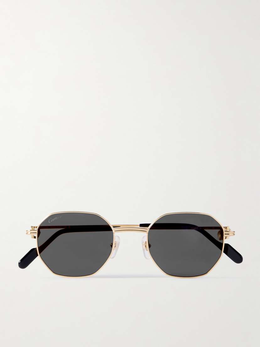 Cartier Eyewear Hexagon-frame Gold-tone Sunglasses