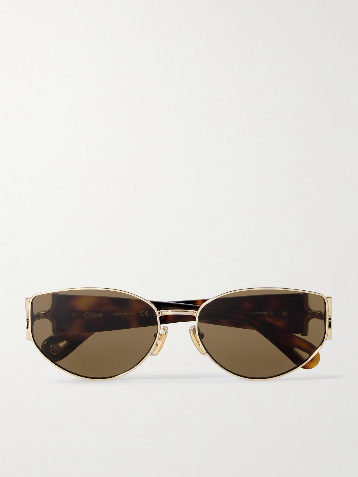 Chloé Oval-frame Gold-tone And Tortoiseshell Acetate Sunglasses