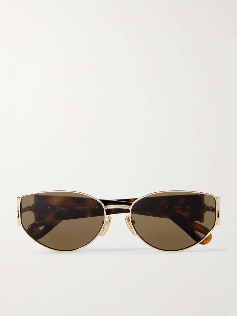 Chloé Oval-frame Gold-tone And Tortoiseshell Acetate Sunglasses