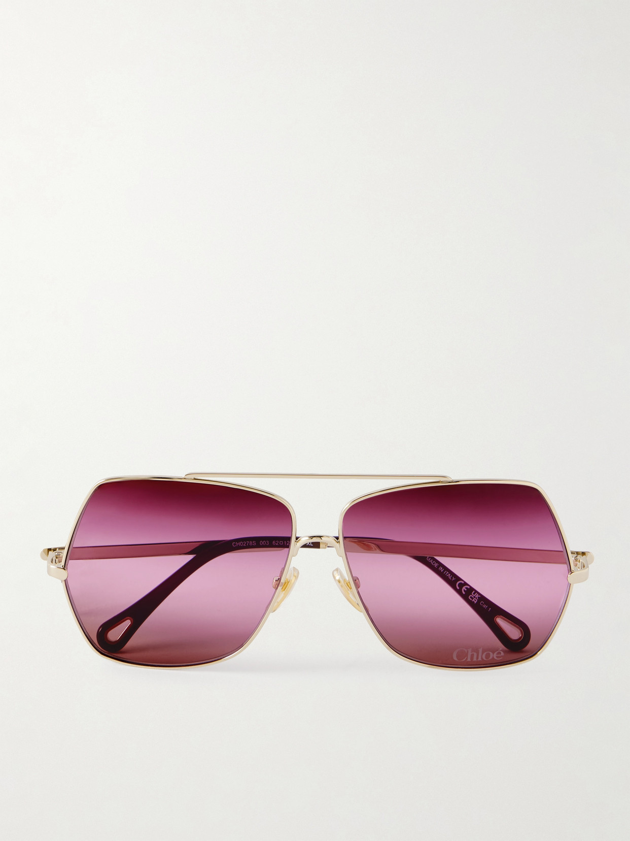 Chloé Oversized Aviator-style Gold-tone Sunglasses