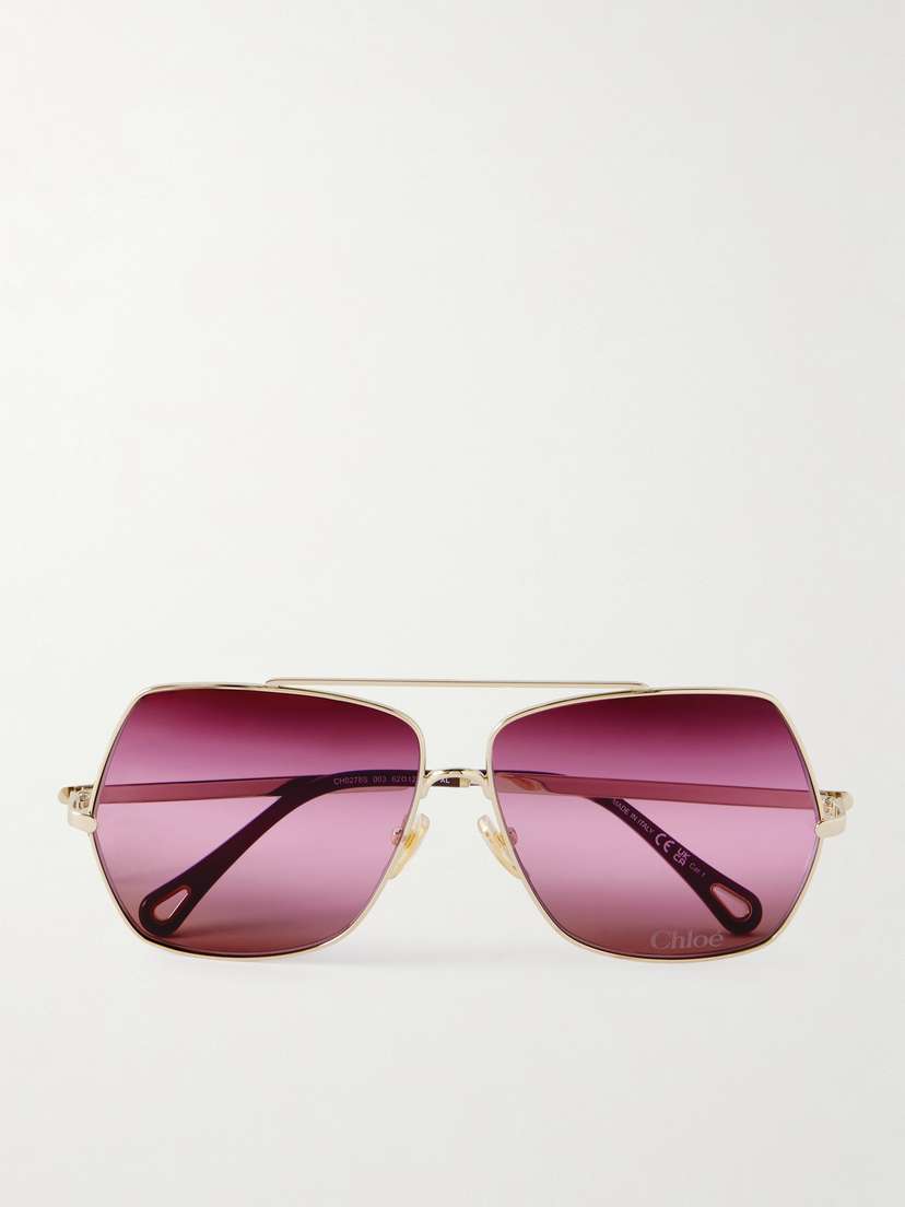 Chloé Oversized Aviator-style Gold-tone Sunglasses