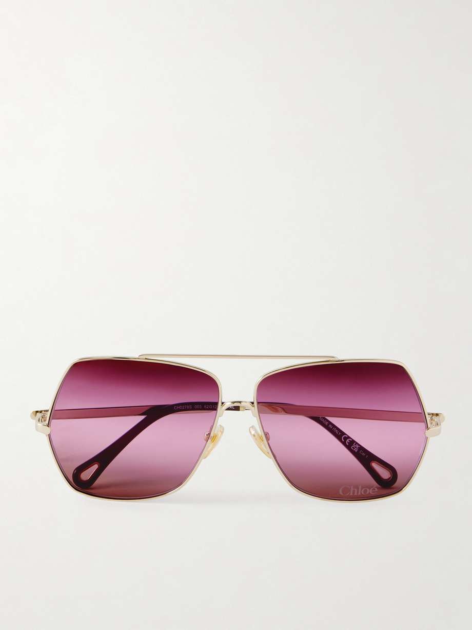 CHLOÉ EYEWEAR 超大款金色金属飞行员太阳镜 | NET-A-PORTER